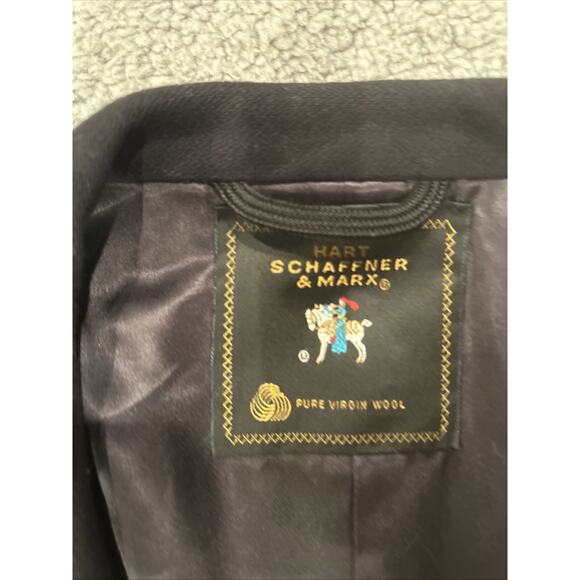 HART SCHAFFNER & MARX CHARCOAL BLACK 100% VIRGIN WOOL OVERCOAT 46R Made In USA - Picture 2 of 10